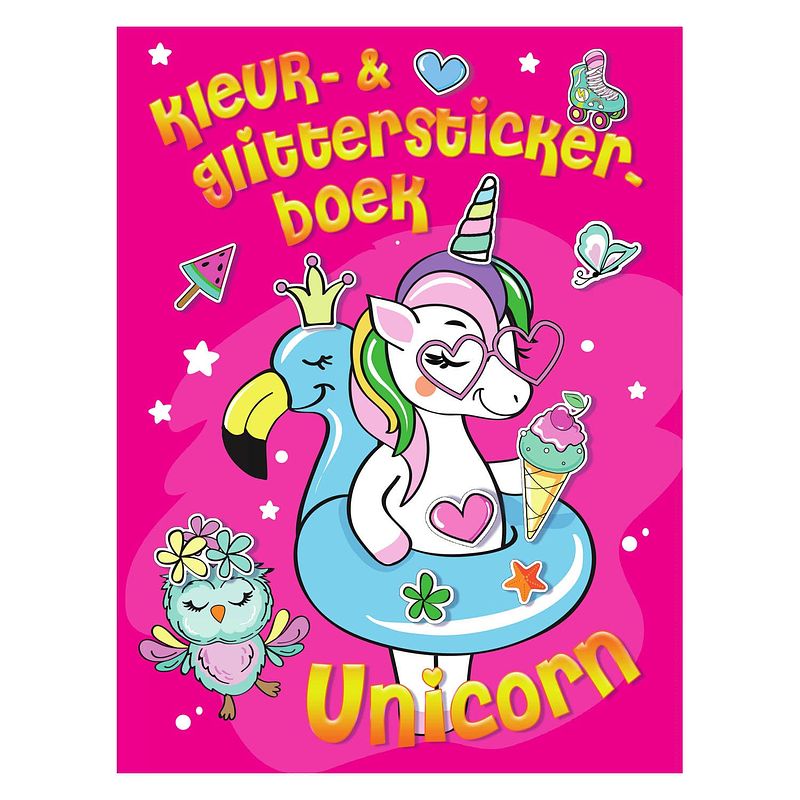 Foto van Mondikaarten kleur& glitter stickerboek unicorn