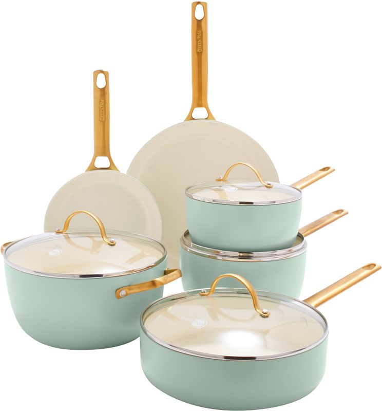 Foto van Greenpan padova mint green pannenset 10-delig