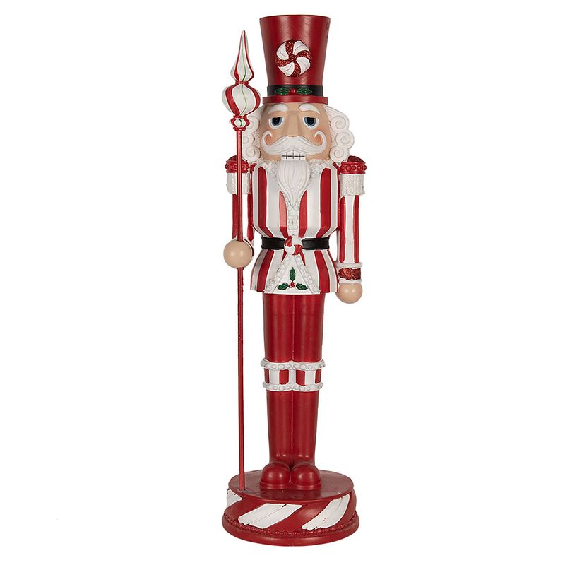 Foto van Clayre & eef kerstdecoratie beeld notenkraker 61 cm rood polyresin kerstfiguren rood kerstfiguren