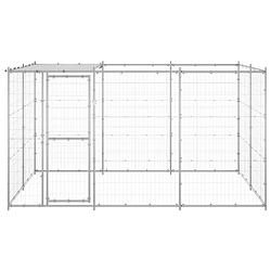 Foto van The living store hondenkennel - gegalvaniseerd staal - 330x220x180 cm - met dak en deur