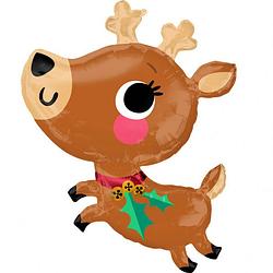 Foto van Anagram folieballon supershape adorable reindeer 76 cm bruin