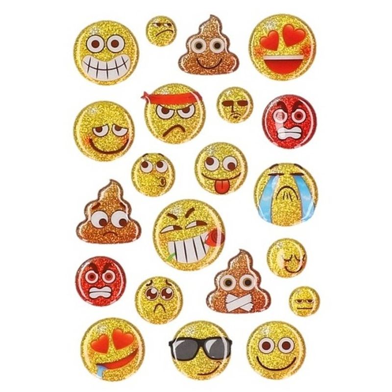 Foto van Glitter smileys stickervel 15 stuks - stickers