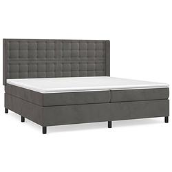 Foto van The living store boxspring bed - fluweel - donkergrijs - 203x203 cm - pocketvering