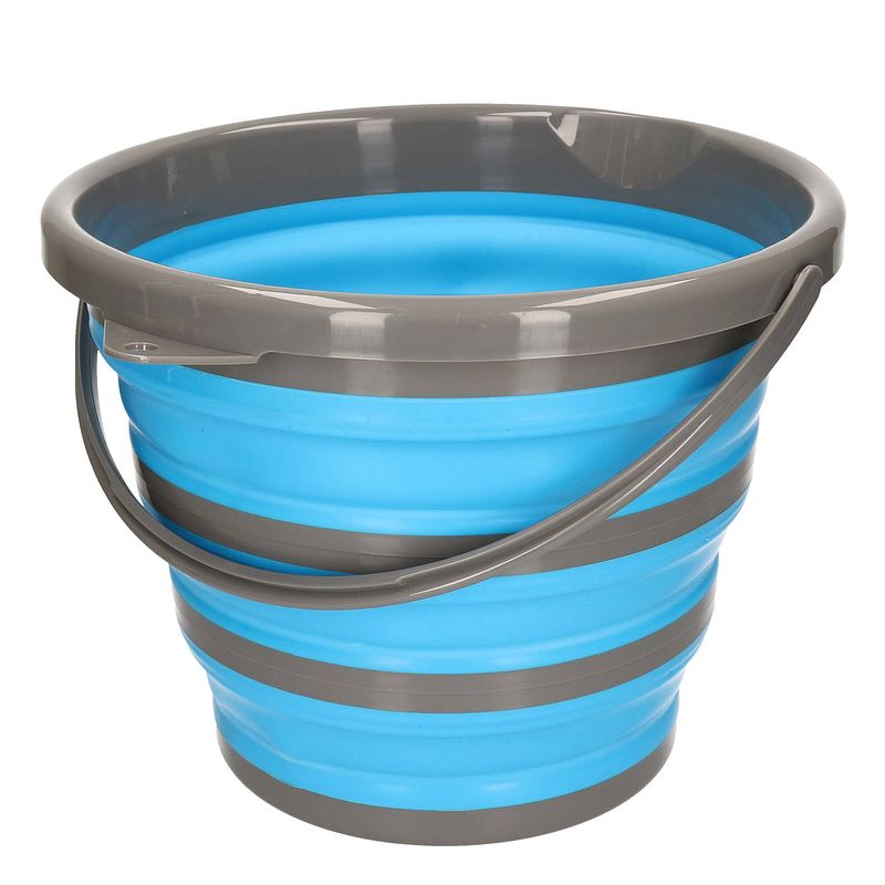 Foto van Opvouwbare emmer blauw/grijs 10 liter - emmers