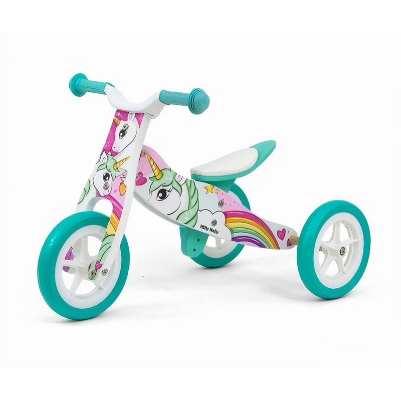 Foto van Milly mally loopfiets met 3 wielen loopfiets junior wit/turquoise