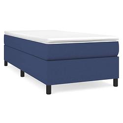 Foto van Vidaxl boxspring met matras stof blauw 90x190 cm