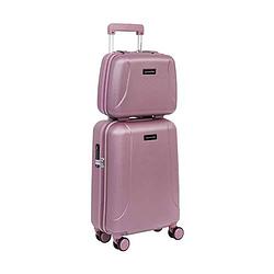 Foto van Carryon skyhopper handbagage en beautycase - 55cm tsa trolley - make-up koffer - roze