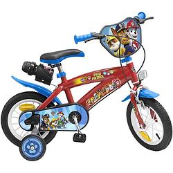 Foto van Nickelodeon jongensfiets paw patrol 12 inch 22 cm jongens knijprem blauw/rood