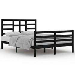 Foto van The living store bedframe - grenenhout - 140 x 200 cm - zwart