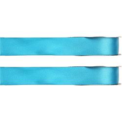 Foto van 2x hobby/decoratie turquoise satijnen sierlinten 1 cm/10 mm x 25 meter - cadeaulinten