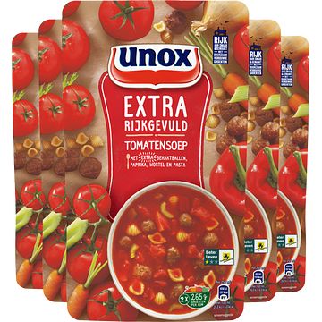 Foto van Unox extra rijkgevuld soep in zak tomatensoep 5 x 570ml bij jumbo