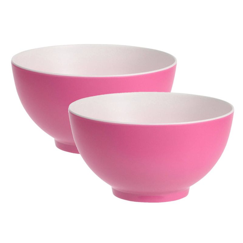 Foto van 4x stuks onbreekbare kunststof/melamine roze dessert schaaltje dia 14 x h 7.5 cm voor outdoor/campin - serveerschalen