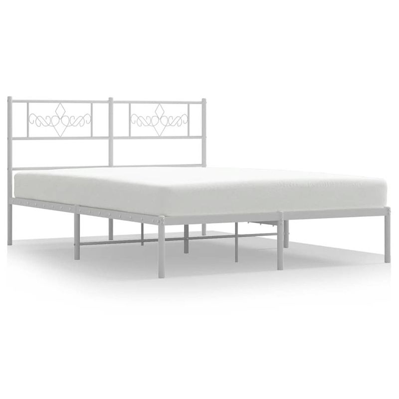 Foto van Vidaxl bedframe met hoofdbord metaal wit 140x190 cm