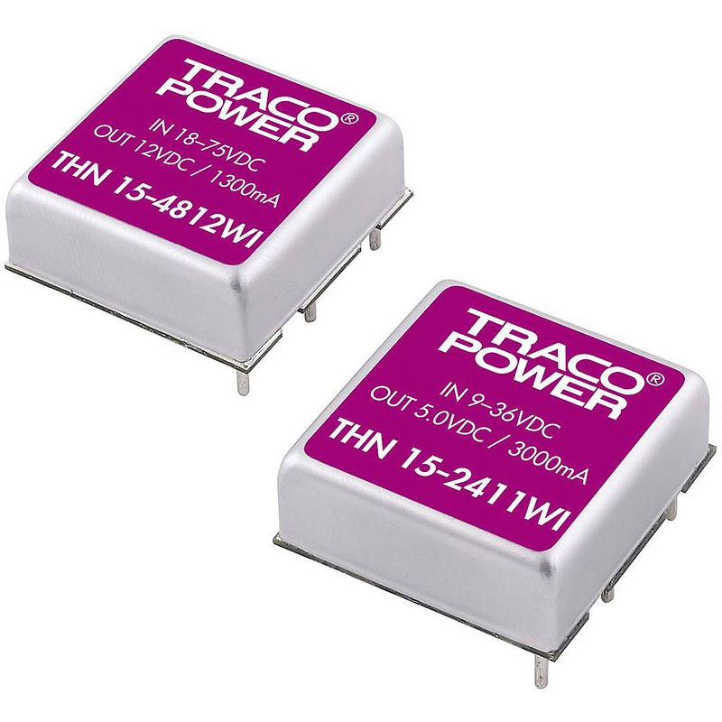 Foto van Tracopower thn 15-2413wi dc/dc-converter, print 24 v/dc 15 v/dc 1 a 15 w aantal uitgangen: 1 x