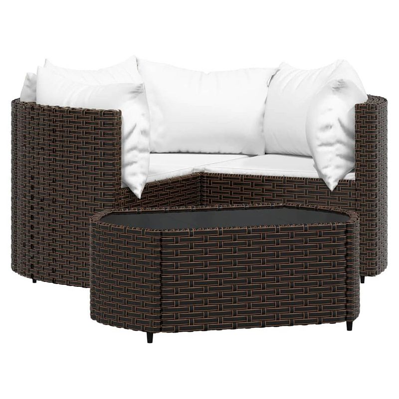 Foto van Vidaxl 4-delige loungeset met kussens poly rattan bruin