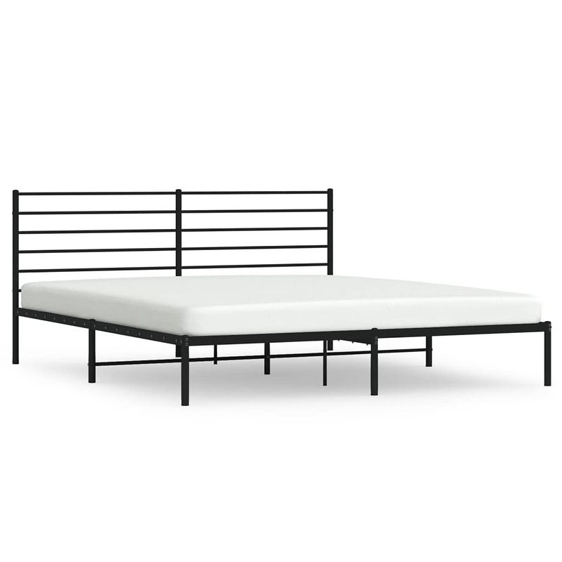 Foto van The living store klassiek metalen bedframe - logeerbed - robuust - zwart - 219 x 187 x 90 cm