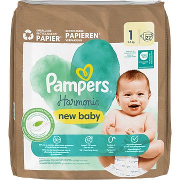 Foto van Pampers harmonie luiers maat 1, 22 luiers, 2kg5kg bij jumbo