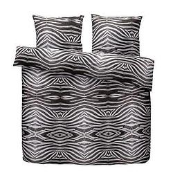 Foto van Dekbedovertrek zebra - zwart/wit - 200x200 cm - leen bakker