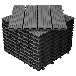 Foto van Ecd germany wpc-terras tegels 30x30 cm 44er spar set für 4m² antraciet in houtlook voor tuinbalkonvloeren