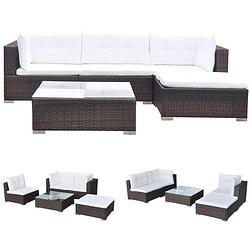 Foto van Infiori 5-delige loungeset met kussens poly rattan bruin