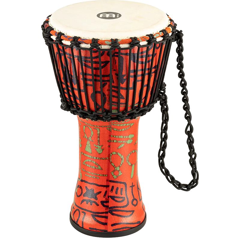 Foto van Meinl padj1 rope tuned travel series pharaoh'ss script 8 inch djembe