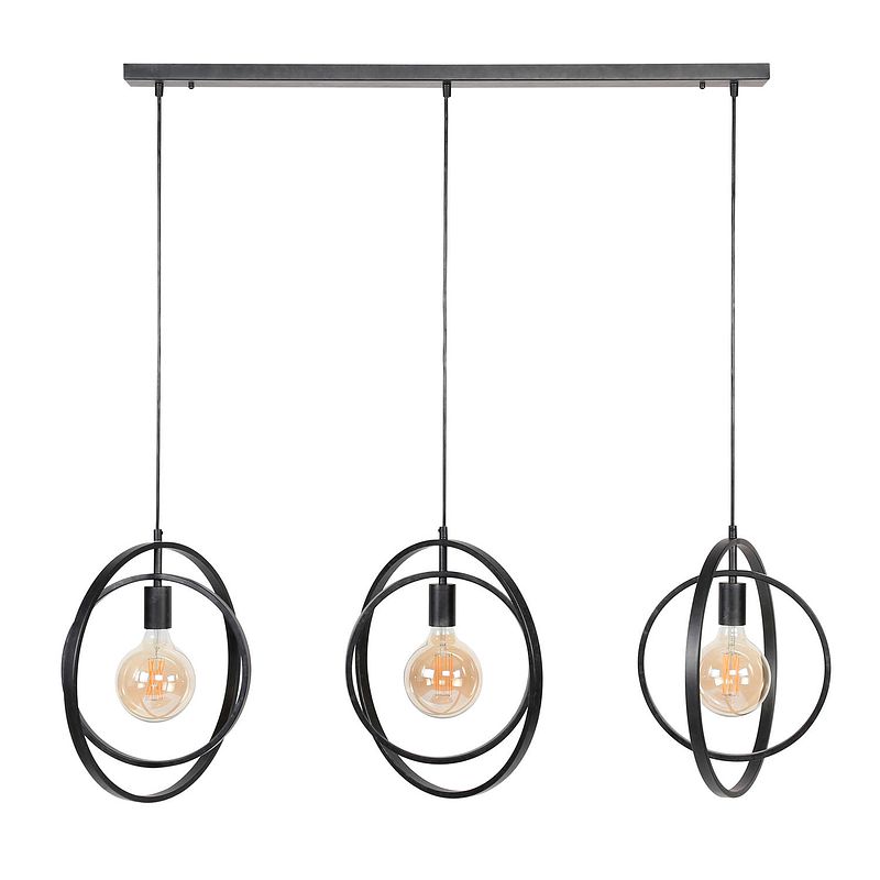 Foto van Hoyz - industriele hanglamp - 3 lampen - turn around - zwart