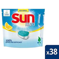 Foto van Sun all-in one - vaatwastabletten met ecolabel citroen - voordeelverpakking 7 x 38 tabs