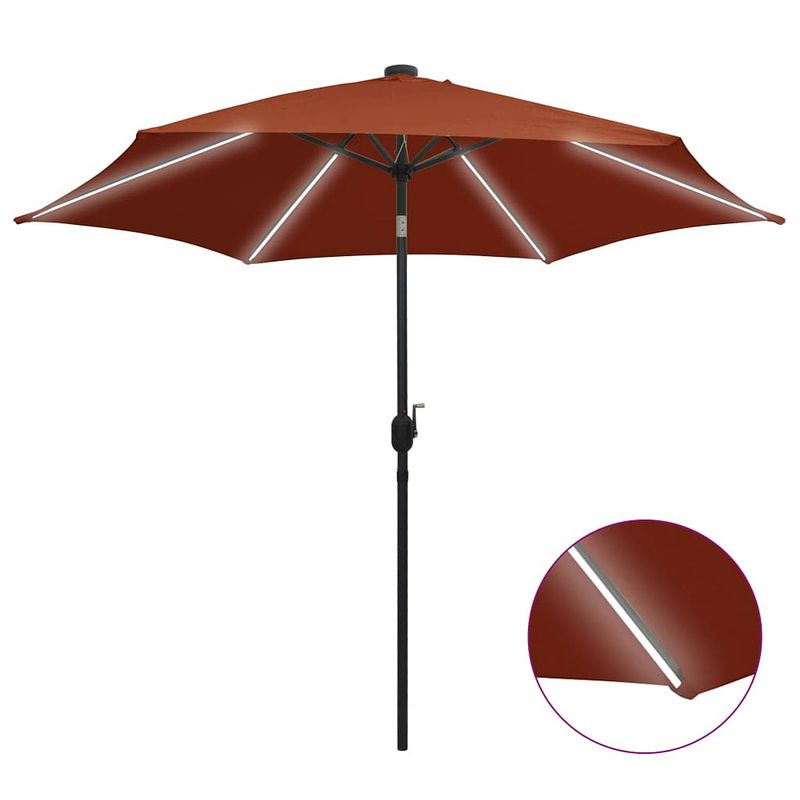 Foto van Vidaxl parasol met led-verlichting en aluminium paal 300 cm terracotta