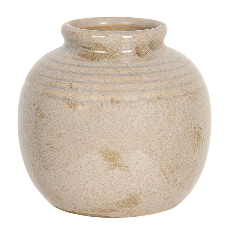 Foto van Clayre & eef vaas ø 8*8 cm beige keramiek bloempot binnen pot bloempot