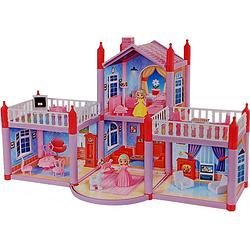 Foto van Jonotoys poppenhuis meisjes 45,5 x 31 cm paars/rood 2-delig