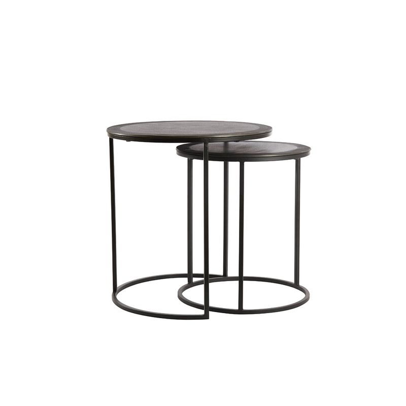 Foto van Side table s/2 40x45+49x50,5 cm talca raw lead antique