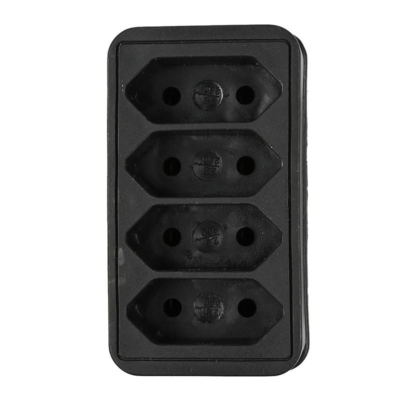 Foto van Benson stopcontact splitter - quattro - zwart - voor 4 platte stekkers - verdeelstekkers