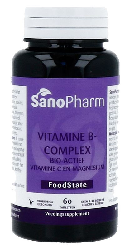 Foto van Sanopharm vitamine b complex + vitamine c en magnesium tabletten