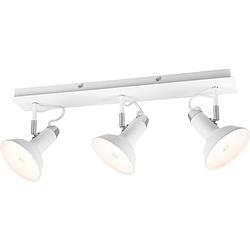 Foto van Led plafondspot - trion rollo - e14 fitting - 3-lichts - rechthoek - mat wit - aluminium