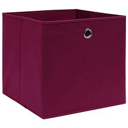 Foto van The living store opbergbox - inklapbaar - donkerrood - nonwoven stof - 32 x 32 x 32 cm (10 stuks)