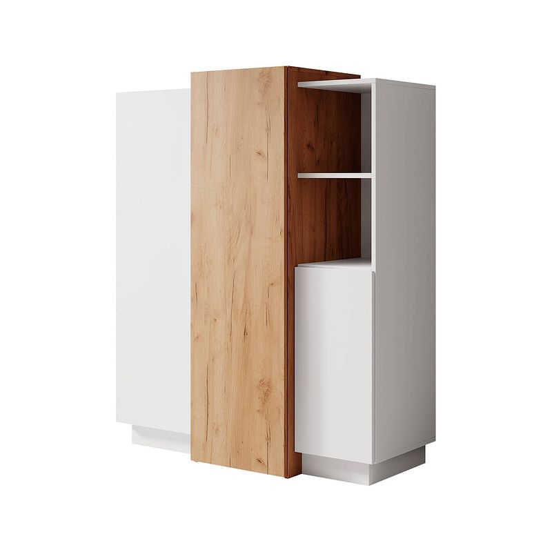 Foto van Meubella dressoir three - wit - eiken - 110 cm