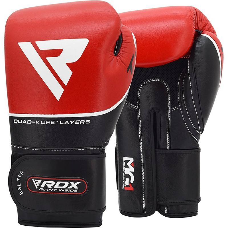 Foto van Rdx sports bokshandschoenen leer t9 - rood - maat: 16oz - leer