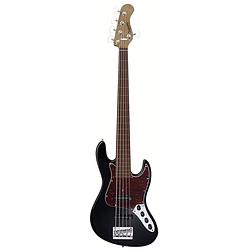 Foto van Sadowsky metroexpress vintage j/j bass morado black 5-snarige fretloze elektrische basgitaar met lijnen