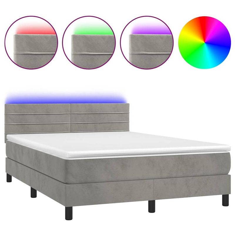 Foto van The living store bed - led - fluwelen stof - verstelbaar hoofdbord - pocketvering matras - huidvriendelijk topmatras -