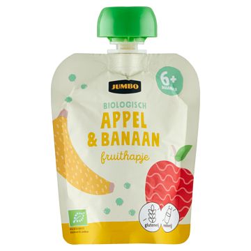 Foto van Jumbo biologisch fruithapje 6+ maanden appel & banaan 90g