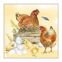 Foto van 20x pasen thema tafel servetten kippen/kuikens thema 25 x 25 cm - feestservetten