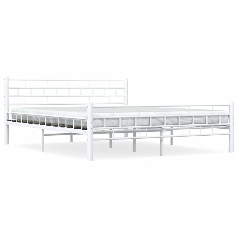 Foto van The living store metalen bedframe - klassiek - bedframe - 210 x 167 x 76 cm - wit