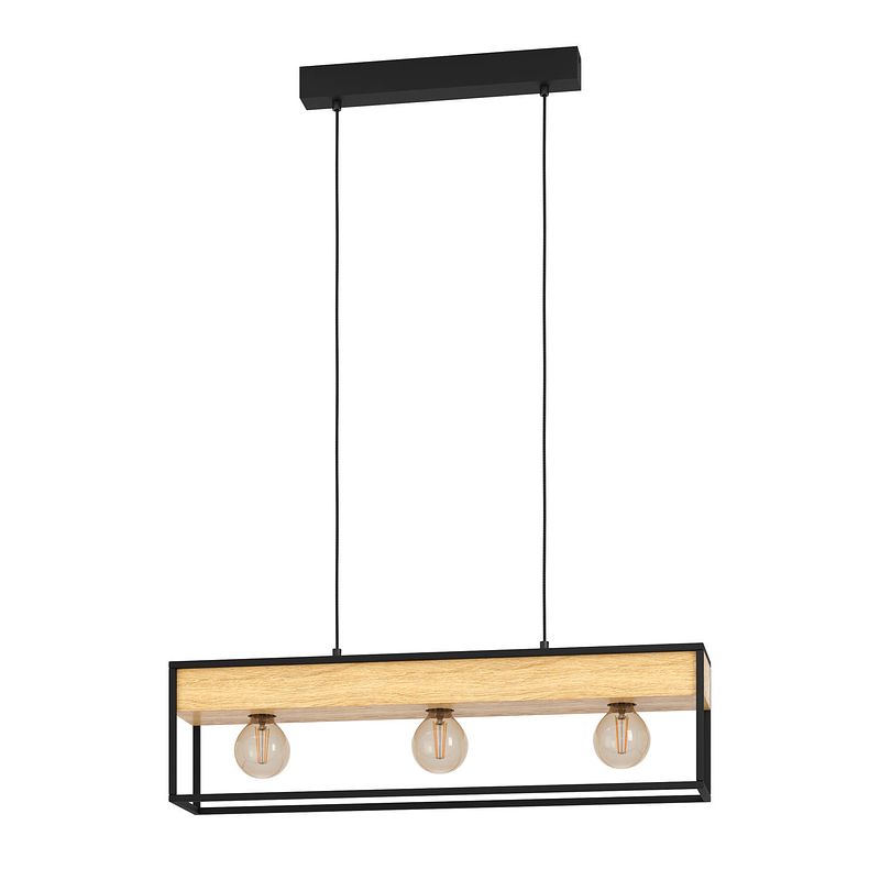 Foto van Eglo libertad 1 hanglamp - e27 - 76 cm - zwart/bruin