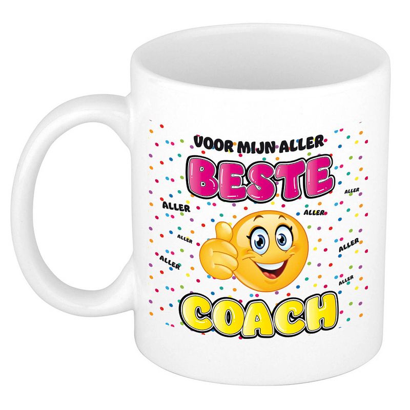 Foto van Bellatio decorations cadeau mok voor coach - grappig - keramiek - 300 ml - beste coach - feest mokken