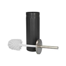 Foto van Premium grijze onbreekbare roestvrijstalen toiletborstelhouder met toiletborstel - 45x12cm - mat grijs duurzame matgri