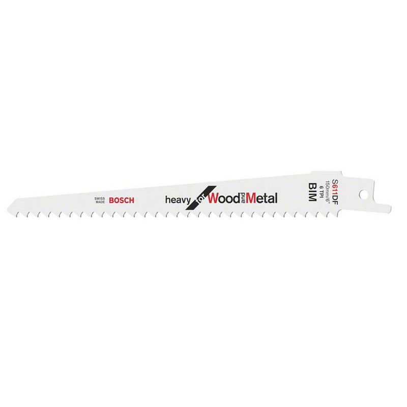 Foto van Bosch accessories 2608656271 reciprozaagblad s 611 df, heavy for wood and metal, verpakking van 2 stuks zaagbladlengte 150 mm 2 stuk(s)