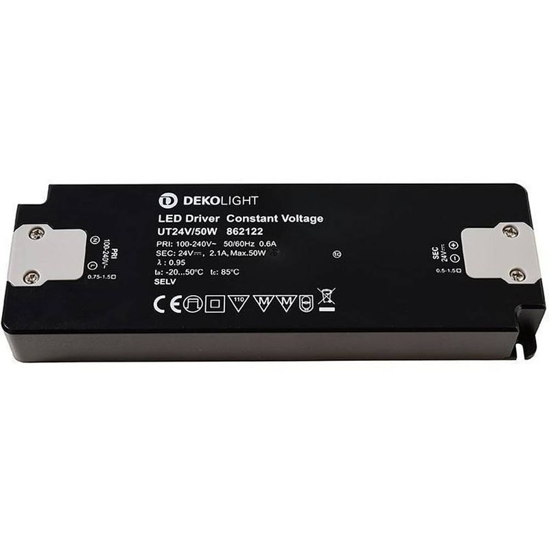 Foto van Deko light flat, cv, ut24v/50w led-driver constante spanning 50 w 0 - 210 ma 24 v