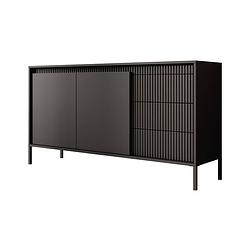 Foto van Meubella dressoir saran - mat zwart - 153 cm