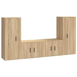 Foto van The living store tv-kastenset - sonoma eiken - 2x 40x34.5x100cm + 2x 57x34.5x40cm