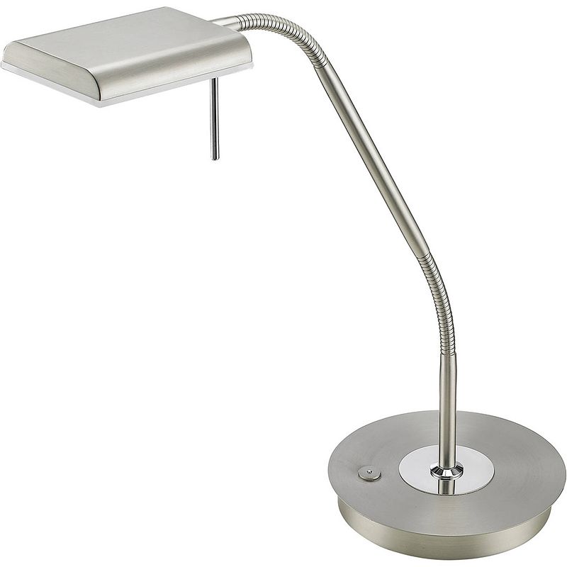 Foto van Led bureaulamp - trion bernaro - 12w - warm wit 3000k - dimbaar - rond - mat nikkel - aluminium